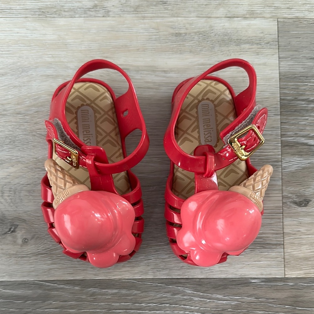 Mini Melissa Pink Jelly Sandals with Melting Ice Cream Cone